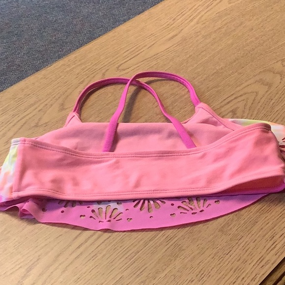 Swim top by CAT & JACK tied dyed bikini top vibrant colorful cut outs 10… - Picture 2 of 6